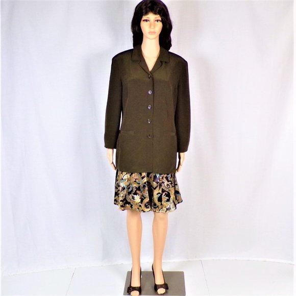 DUE PER DUE size 14 Jrs. brown 100% silk blazer - Picture 2 of 13